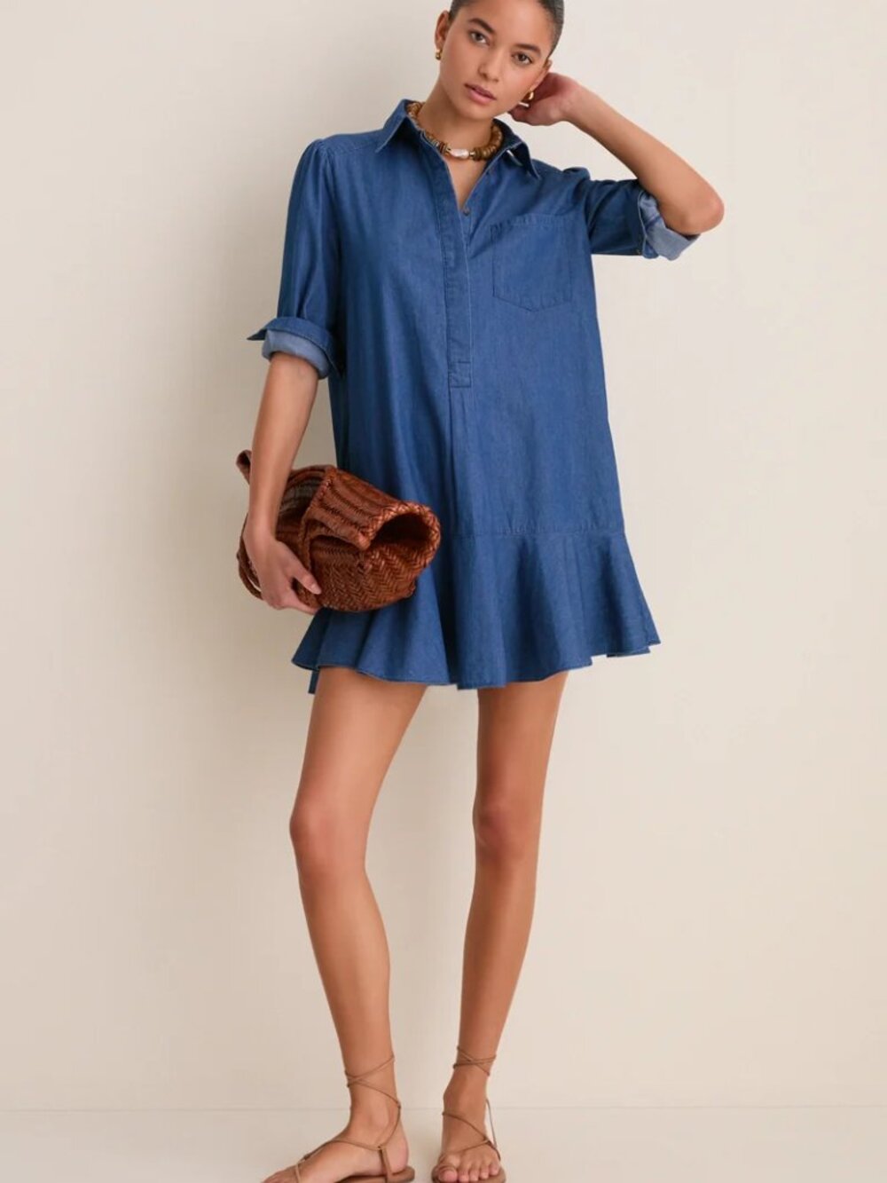 NWOT Women XS Tuckernuck Lightweight Denim Callahan Shirt Dress Cotton Blue